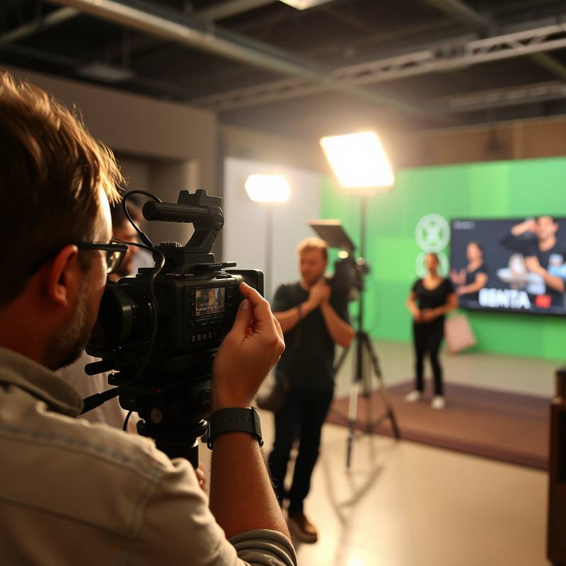 Behind-the-scenes photography of Stellar Studios video production team filming a commercial with professional equipment